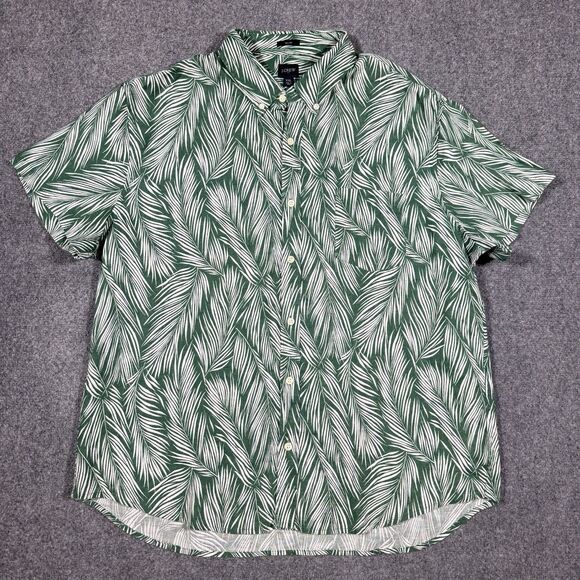 J.Crew Green Linen Aloha Hawaiian Palm Leaf Men’s XXL - Picture 2 of 6